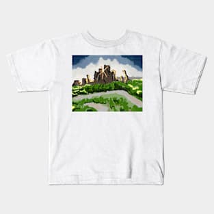 Mountain landscape impasto oil painting Kids T-Shirt